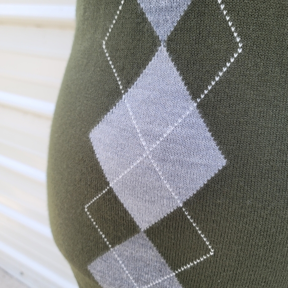 Sweater Project women's Argyle Knit Cowl Neck Fitted Sweater Dress Green Sz S - Picture 5 of 9